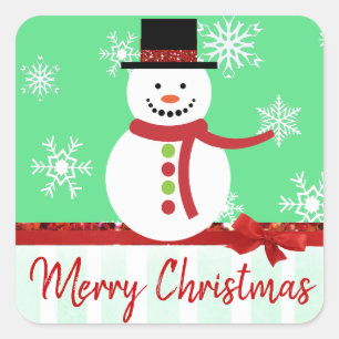Merry Christmas Vintage Snowman Stickers