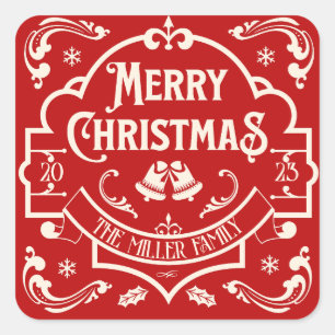 Merry Christmas vintage style design Square Sticker