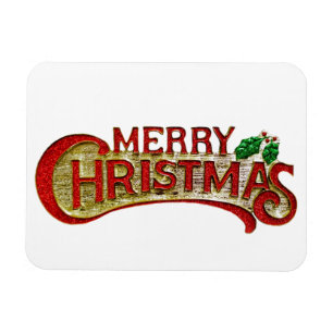Merry Christmas Vintage Style Holiday Gift Magnet