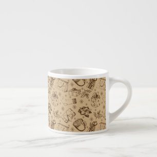 Merry christmas vintage style pattern hand drawn espresso cup