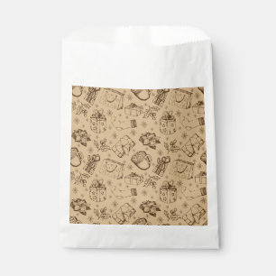 Merry christmas vintage style pattern hand drawn favour bags