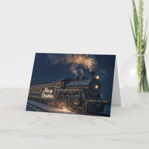 Merry Christmas Vintage Train In Snow Card