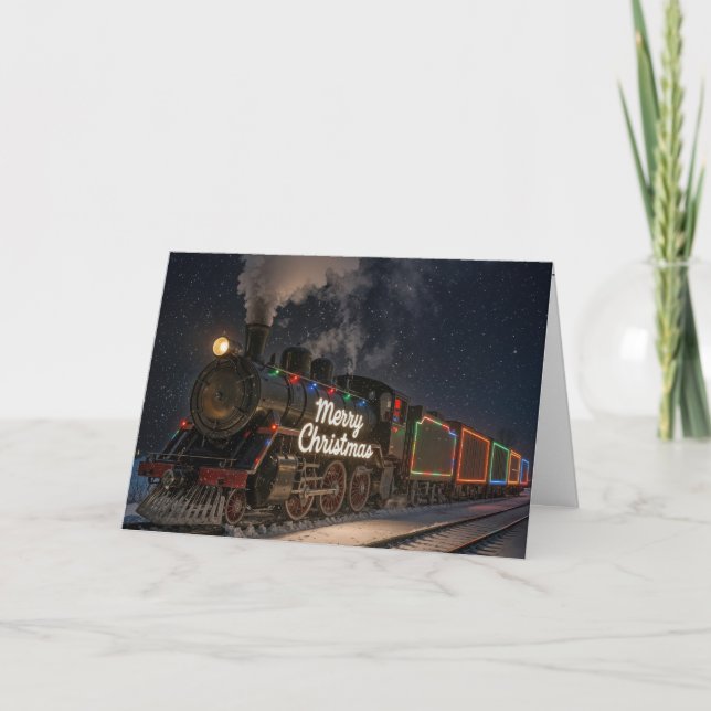 Merry Christmas Vintage Train In Snow Card (Front)