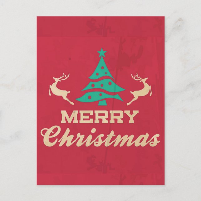 Merry Christmas Vintage Tree Postcard (Front)