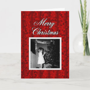 Merry Christmas Vintage Tree Trimming Holiday Card