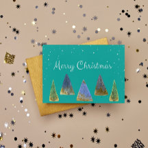 Merry Christmas Vintage Trees Holidays Postcard