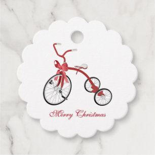 Merry Christmas Vintage  Tricycle Favour Tags
