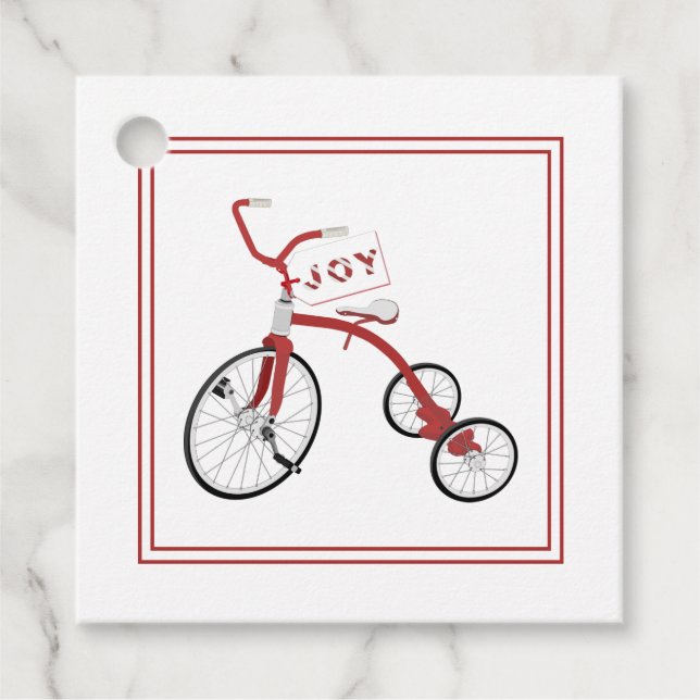 Merry Christmas Vintage Tricycle Joy Gift Tag (Front)