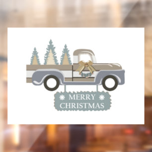 Merry Christmas Vintage Truck Window Cling