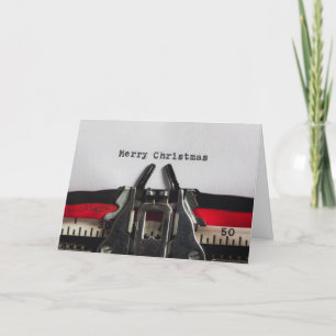 Merry Christmas Vintage Typewriter Personalised Holiday Card
