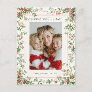 Merry Christmas Vintage Vines Frame Green Holiday Postcard