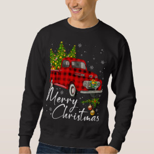 Merry Christmas Vintage Wagon Red Truck Pajama Fam Sweatshirt