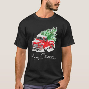 Merry Christmas Vintage Wagon Red Truck Pajama Fam T-Shirt