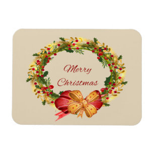 Merry Christmas Vintage Wreath Magnet