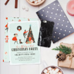 Merry Christmas | Virtual Christmas Holiday Party Invitation<br><div class="desc">A virtual Christmas party holiday invitation featuring cute hand drawn illustrations that depict a Mid-Century Modern holiday theme. Full of charm these designs invoke festive nostalgia. Add your custom wording to this design by using the "Edit this design template" boxes on the right hand side of the item, or click...</div>