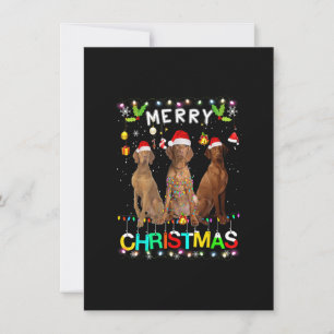 Merry Christmas Vizsla Shirt Santa Hat Lights Xmas Invitation