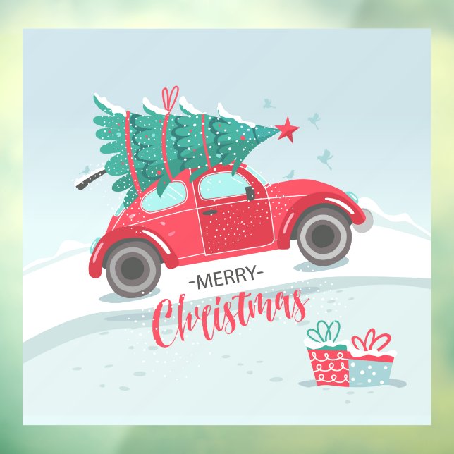 Merry Christmas Volkswagen and Christmas Tree  Window Cling (Sheet 3)