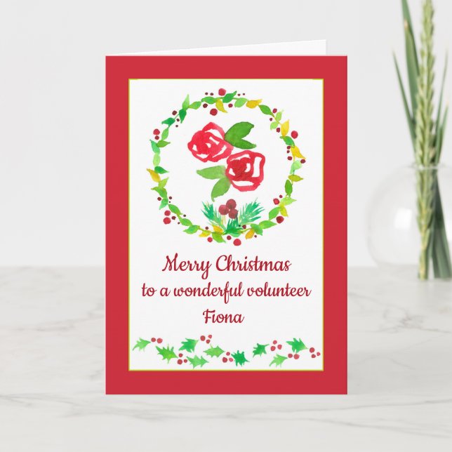 Merry Christmas Volunteer Custom Name Card (Front)