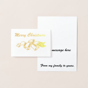 Merry Christmas w/Bells and Ribbon Foil Card