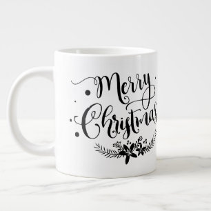 Merry Christmas w Flowers/Christmas Quote /Mug Large Coffee Mug