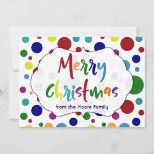 Merry Christmas w/ Multicolored Letters & Dots Holiday Card