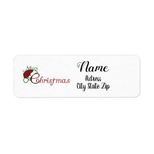 *MERRY CHRISTMAS W/ SANTA'S HAT* ADDRESS LABEL