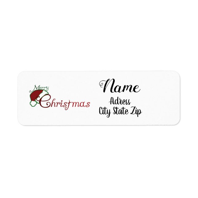 *MERRY CHRISTMAS W/ SANTA'S HAT* ADDRESS LABEL (Front)