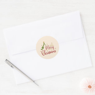 Merry Christmas w/Tree Classic Round Sticker