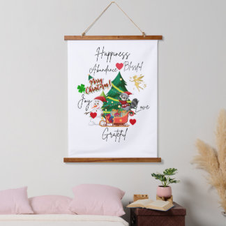 Merry Christmas Wall Tapestry | Festive Home Decor