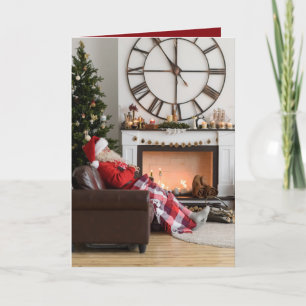 Merry Christmas Warm Cosy Fireplace Santa Photo Note Card