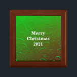 Merry Christmas Water Drops Neon Green Cool Ombre Gift Box<br><div class="desc">Designed with artistic water droplets abstract in colourful ombre green background and "Merry Christmas" text which you may customise!</div>