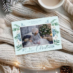 Merry Christmas Watercolor Botanical Holiday Photo Card<br><div class="desc">Use these watercolor greenery Christmas cards with your custom photo,  name and personalized holiday message to wish your friends and family a Merry Christmas.</div>