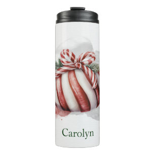 Merry Christmas Watercolor Candy Cane Candy Thermal Tumbler