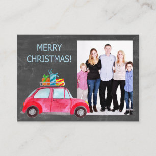 Merry Christmas watercolor car photo card