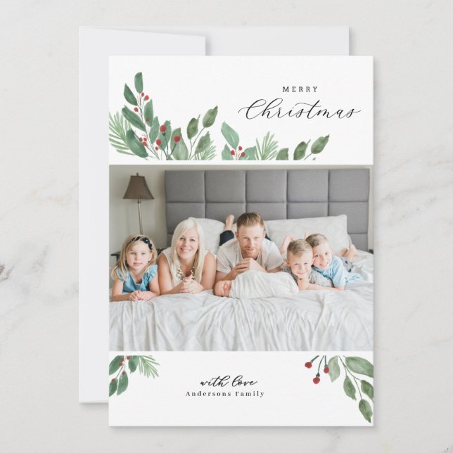 Merry Christmas Watercolor Card (Front)