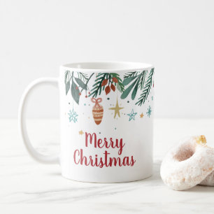 Merry Christmas, Watercolor Christmas Tree Gift Ta Coffee Mug