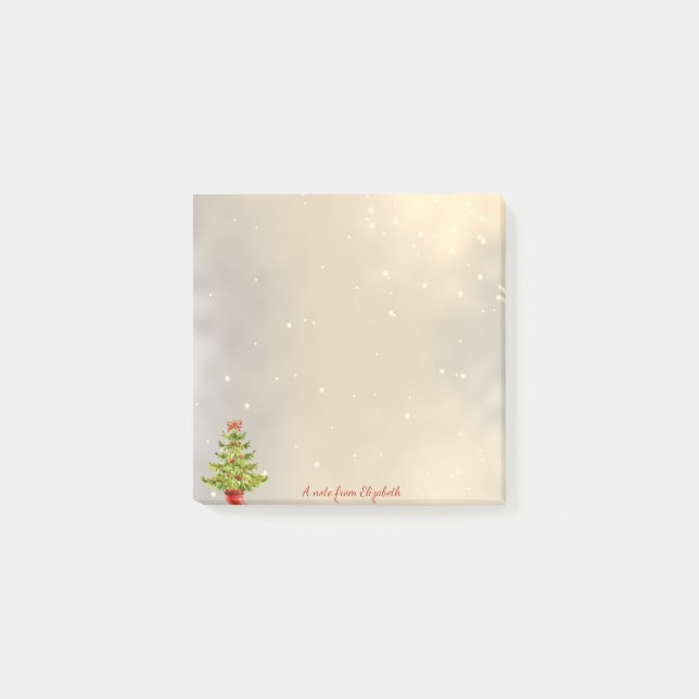 Merry Christmas, Watercolor Christmas Tree Post-it Notes (Front)