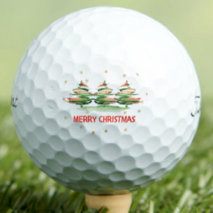 Merry Christmas - Watercolor Christmas Trees Golf Balls