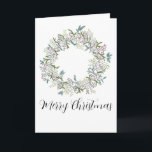 Merry Christmas, watercolor Christmas wreath Holiday Card<br><div class="desc">Christmas wreath with holly and berries, handpainted watercolor Make your holiday mail stand out from the traditional cards with this vintage handpainted watercolor Christmas banner. Merry Christmas! Surprise your nearest and dearest, your friends, co-workers, neighbours or even your boss with a special card. Many different designs available: from a modern...</div>