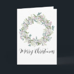 Merry Christmas, watercolor Christmas wreath Holiday Card<br><div class="desc">Christmas wreath with holly and berries, handpainted watercolor Make your holiday mail stand out from the traditional cards with this vintage handpainted watercolor Christmas banner. Merry Christmas! Surprise your nearest and dearest, your friends, co-workers, neighbours or even your boss with a special card. Many different designs available: from a modern...</div>