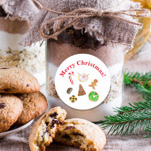 Merry Christmas Watercolor Cookies Classic Round Sticker