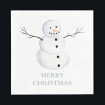 Merry Christmas. Watercolor cute snowman. Holiday Napkin<br><div class="desc">"Merry Christmas" napkin with watercolor cute snowman. Contact me,  please,  if you need additional items.</div>