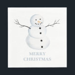 Merry Christmas. Watercolor cute snowman. Holiday Napkin<br><div class="desc">"Merry Christmas" napkin with watercolor cute snowman. Contact me,  please,  if you need additional items.</div>