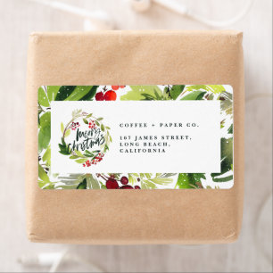 Merry christmas watercolor foliage Christmas