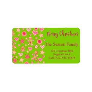 Merry Christmas watercolor gingerbread cookies Label