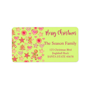 Merry Christmas watercolor gingerbread cookies Label