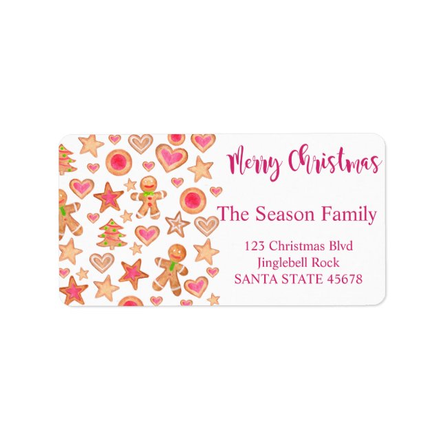 Merry Christmas watercolor gingerbread cookies Label (Front)