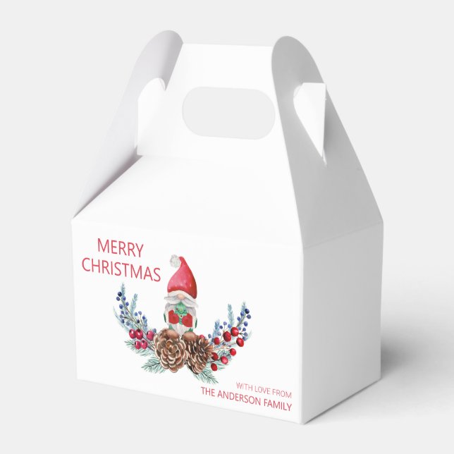 Merry Christmas Watercolor Gnome Favour Box (Front Side)