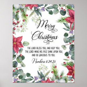 Merry Christmas, Watercolor Holiday Art, Christian Poster