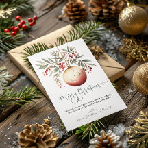 Merry Christmas Watercolor Ornament Holly Berry